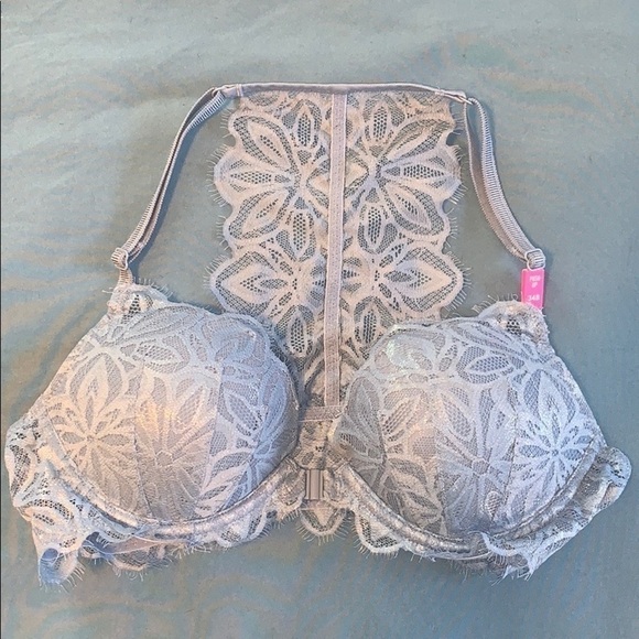 VS PINK Date Racer Back Push-Up Bra -Blue - Picture 1 of 7